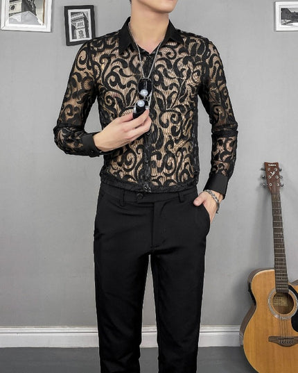 Męska koszula transparentna we wzory