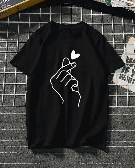 Damski klasyczny T-shirt z nadrukiem z motywem dłoni