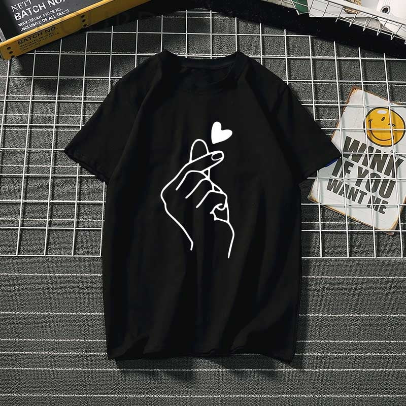 Damski klasyczny T-shirt z nadrukiem z motywem dłoni