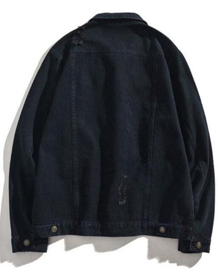 Męska kurtka jeansowa oversize z przetarciami