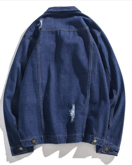 Męska kurtka jeansowa oversize z przetarciami