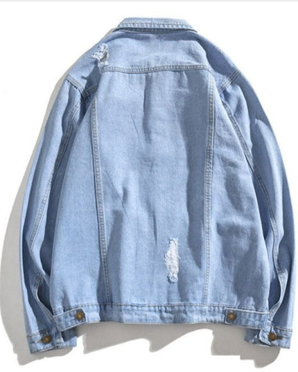 Męska kurtka jeansowa oversize z przetarciami