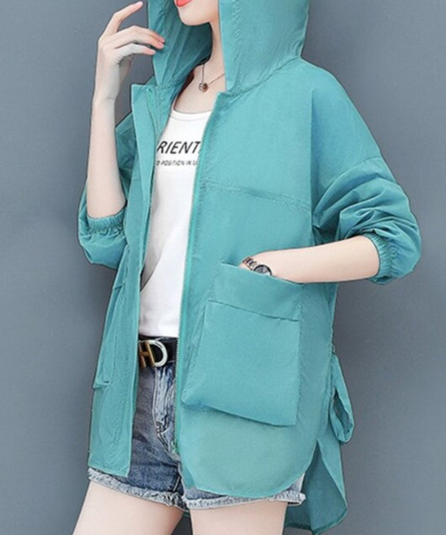 Damska kurtka przejściowa przeciwdeszczowa ze ściągaczem z tyłu