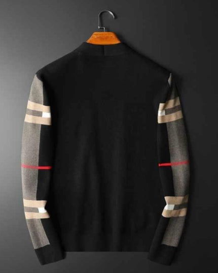 Męski sweter typu kardigan w kratkę