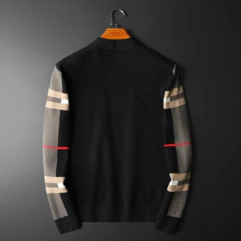 Męski sweter typu kardigan w kratkę