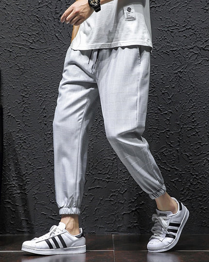 Męskie spodnie eleganckie ze ściągaczami