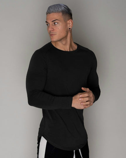 Męska koszulka z długim rękawem o prostym kroju