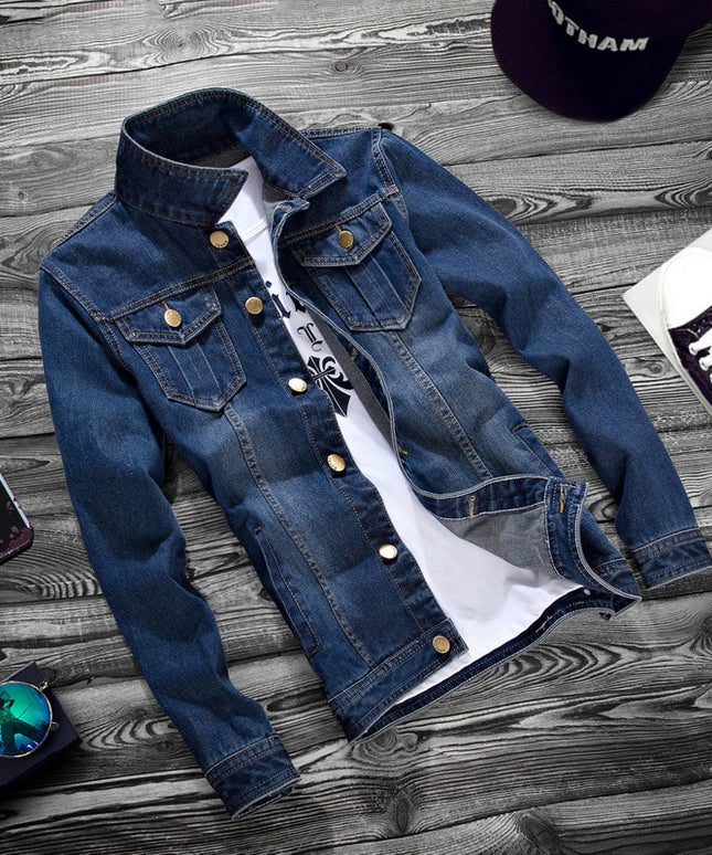 Męska kurtka jeansowa klasyczna o prostym kroju