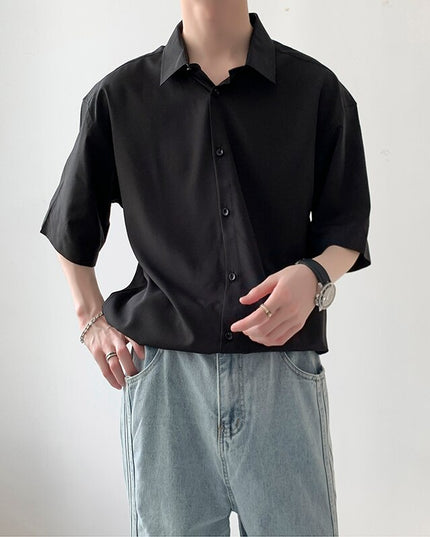 Męska koszula letnia oversize z gładkiego materiału