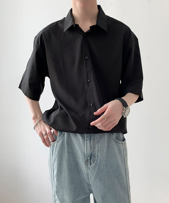 Męska koszula letnia oversize z gładkiego materiału