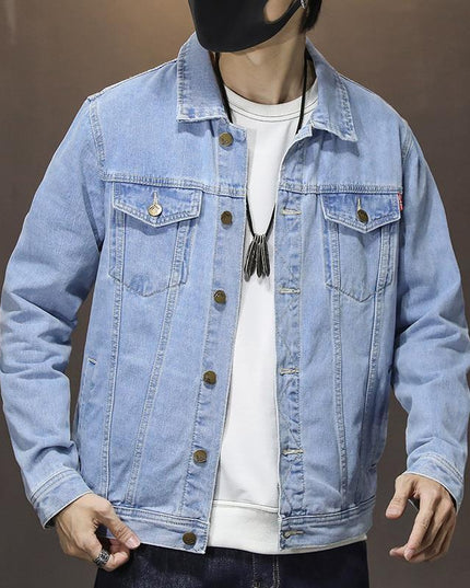 Męska kurtka jeansowa z kontrastowymi przeszyciami