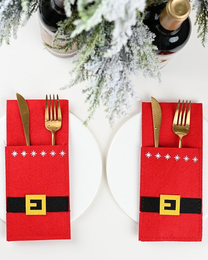 Świąteczny pokrowiec na sztućce w kolorze czerwonym
