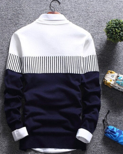 Męski sweter z dekoltem w łódkę dwukolorowy