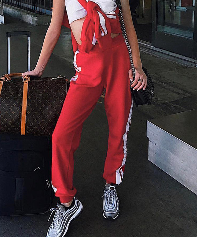 Damskie spodnie dresowe z białymi paskami po bokach