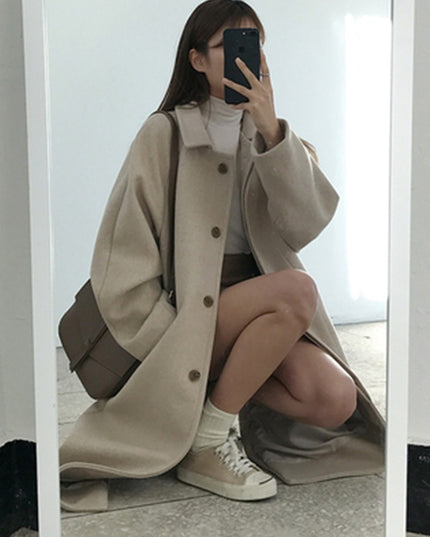 Damski płaszcz zimowy długi czterorzędowy