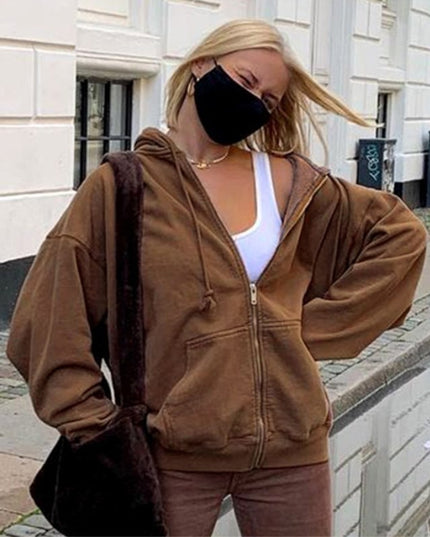 Damska bluza oversize z kapturem rozpinana