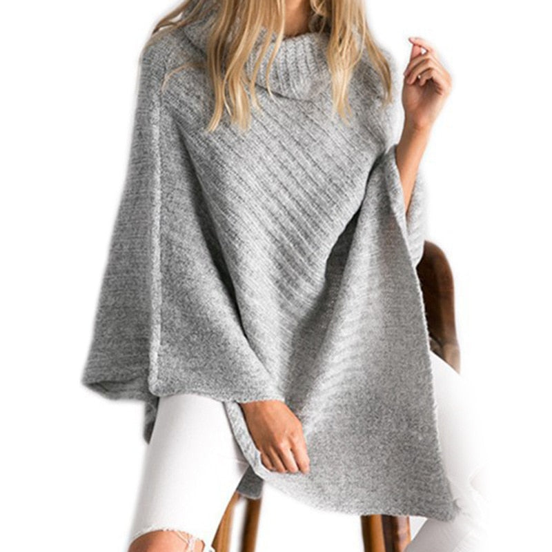 Damski sweter asymetryczny typu ponczo