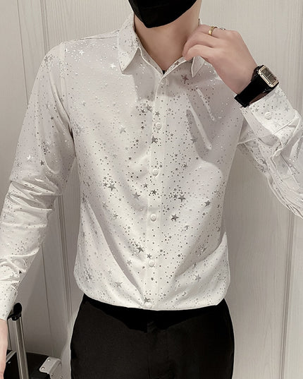 Męska koszula dopasowana w gwieździsty wzór