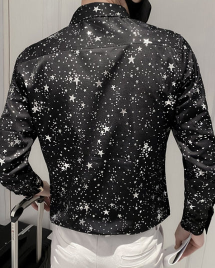 Męska koszula dopasowana w gwieździsty wzór
