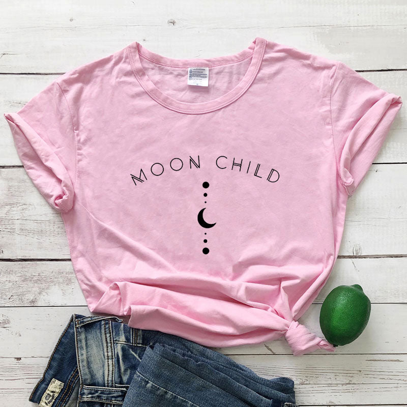 Damski T-shirt z napisem MOON CHILD