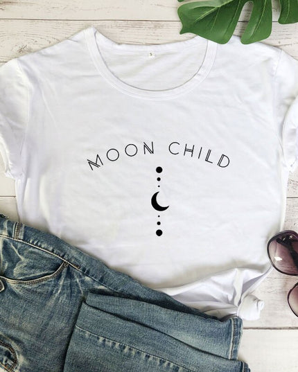 Damski T-shirt z napisem MOON CHILD