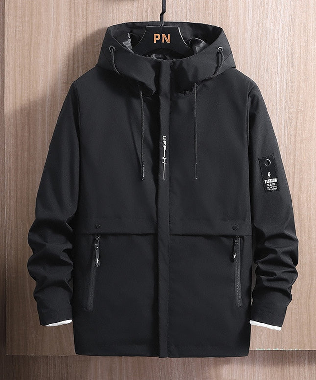 Męska kurtka zimowa pod szyję z kapturem