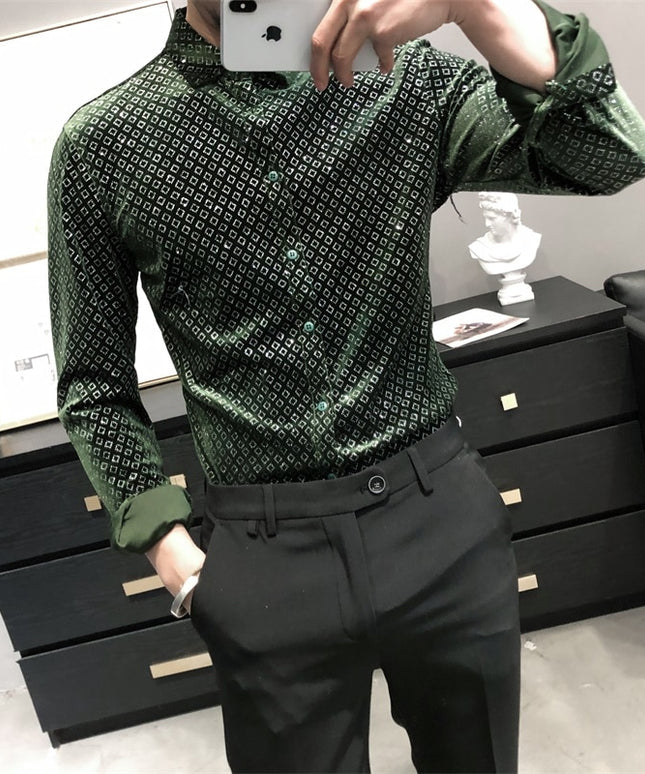 Męska koszula wzorzysta o prostym kroju