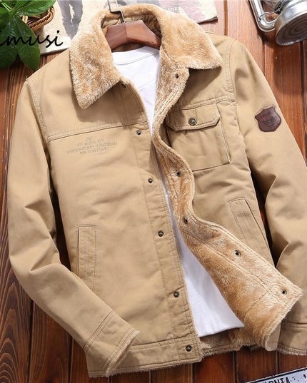 Męska kurtka zimowa ocieplana kożuszkiem z kołnierzykiem