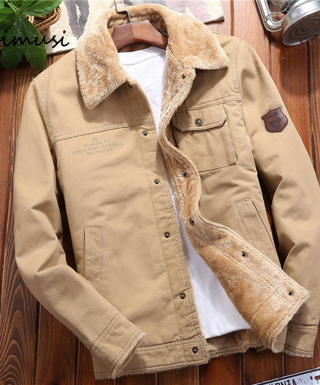 Męska kurtka zimowa ocieplana kożuszkiem z kołnierzykiem