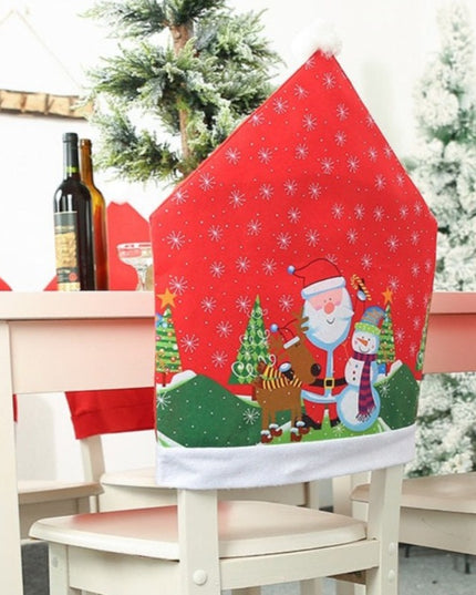 Świąteczny pokrowiec na krzesło z Mikołajem w kolorze czerwonym
