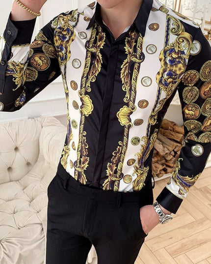Męska koszula dopasowana w orientalne wzory