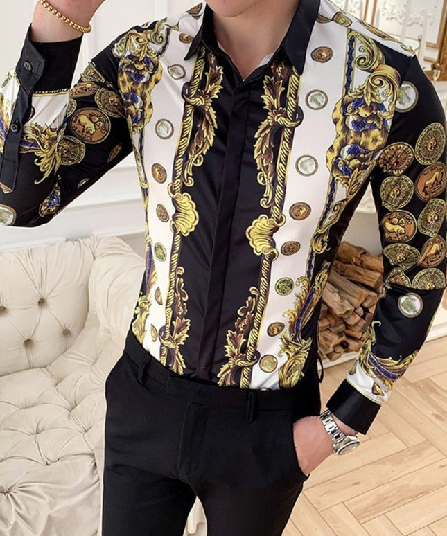 Męska koszula dopasowana w orientalne wzory