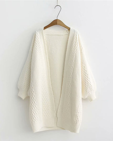 Damski sweter typu kardigan z ozdobną fakturą