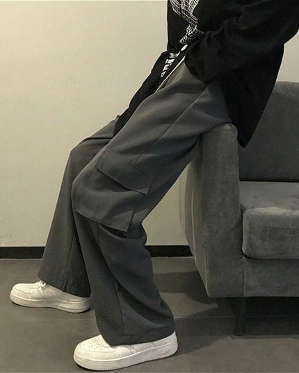 Damskie spodnie cargo z szerokimi nogawkami