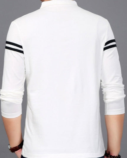 Męska koszulka z długim rękawem typu polo ze stójką