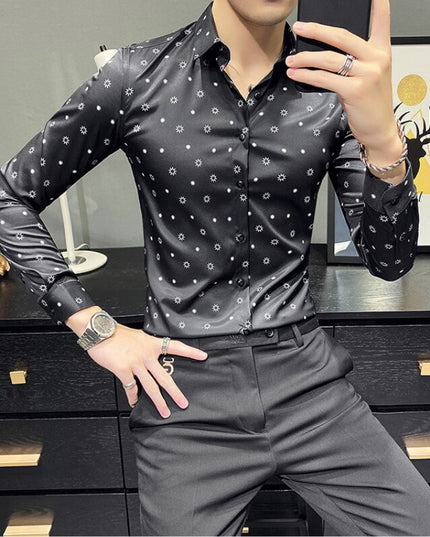 Męska koszula dopasowana w drobny wzór