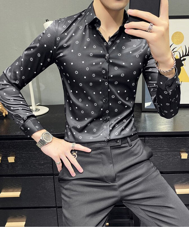 Męska koszula dopasowana w drobny wzór