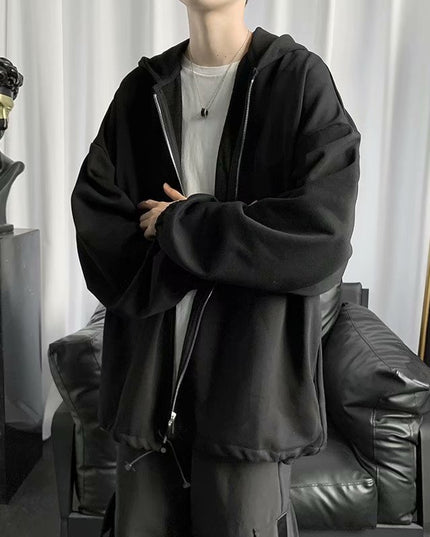 Męska bluza oversize z kapturem zapinana na suwak
