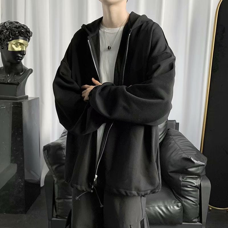 Męska bluza oversize z kapturem zapinana na suwak