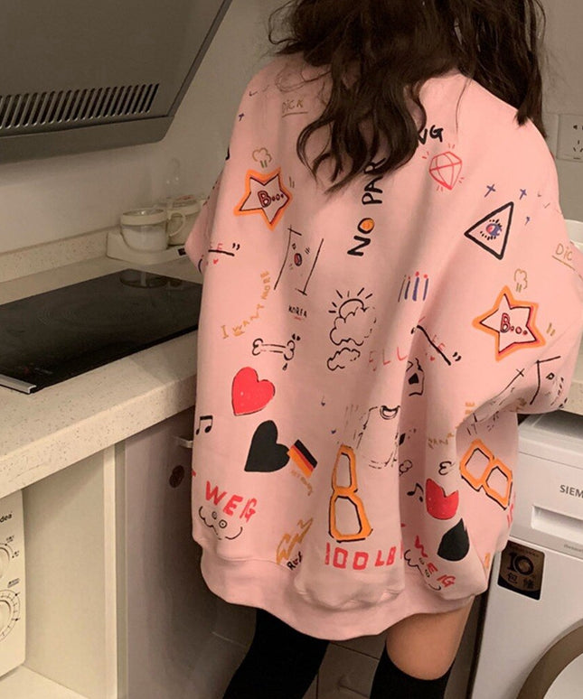 Damska bluza z nadrukami odręcznych rysunków