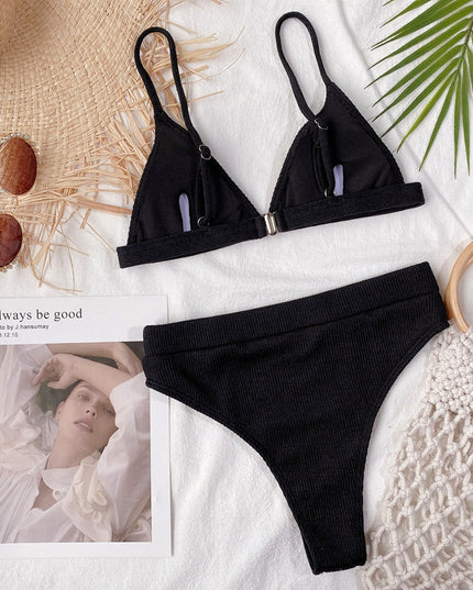 Damski dwuczęściowy strój kąpielowy bikini z wysokim stanem