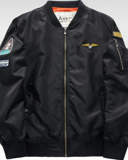 Męska kurtka przejściowa bomberka oversize z naszywkami