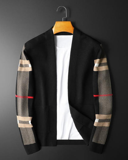 Męski sweter typu kardigan w kratkę