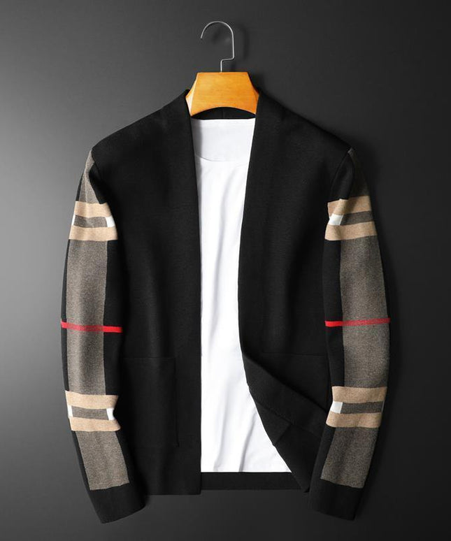 Męski sweter typu kardigan w kratkę