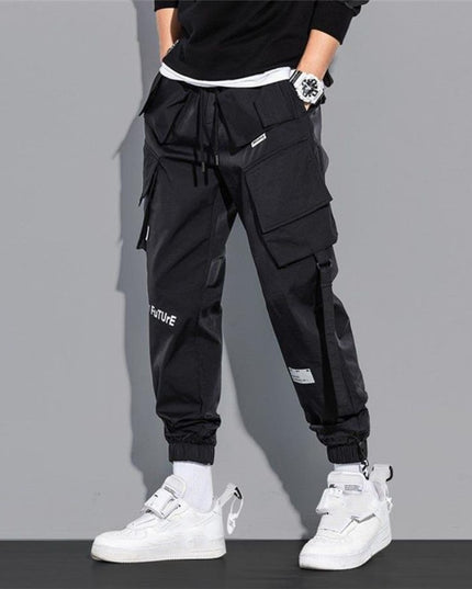 Męskie spodnie bojówki z połyskującej tkaniny