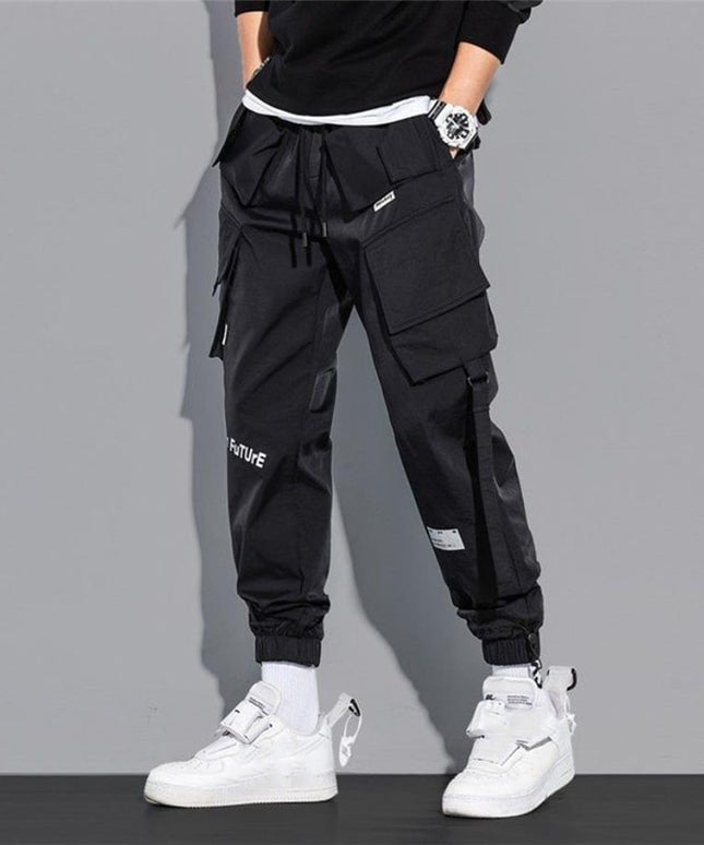 Męskie spodnie bojówki z połyskującej tkaniny