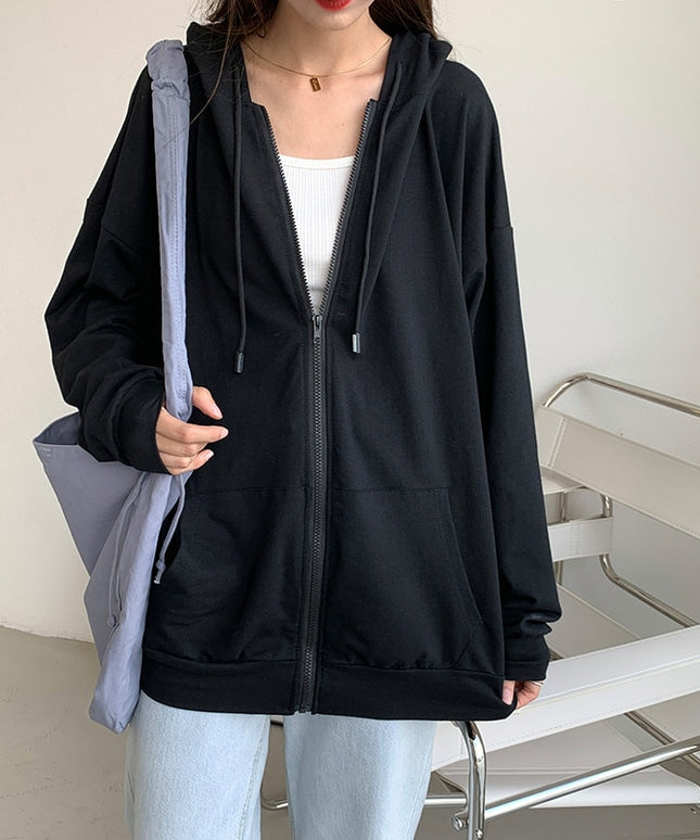 Damska bluza oversize z kapturem rozpinana