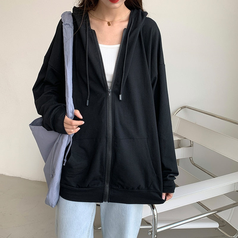 Damska bluza oversize z kapturem rozpinana