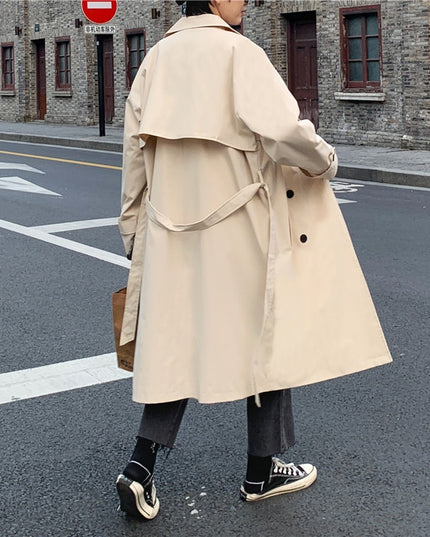 Męski długi płaszcz z wiązaniem