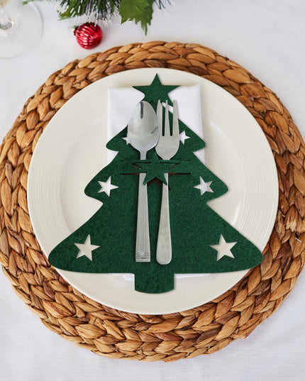 Świąteczne pokrowce na sztućce w kształcie choinki (4szt)